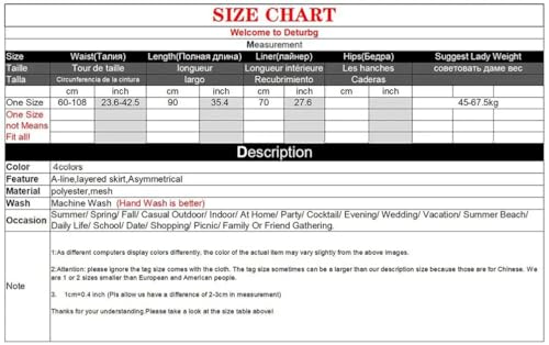 Women Elastic High Waist Long Mesh Skirt A-Line Asymmetrical Tulle Tiered Party Long Skirt4