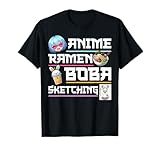 Photo Gallery kawaii anime ramen boba schizzo noodles otaku manga donne maglietta Photo Gallery kawaii anime ramen boba schizzo noodles otaku manga donne maglietta
