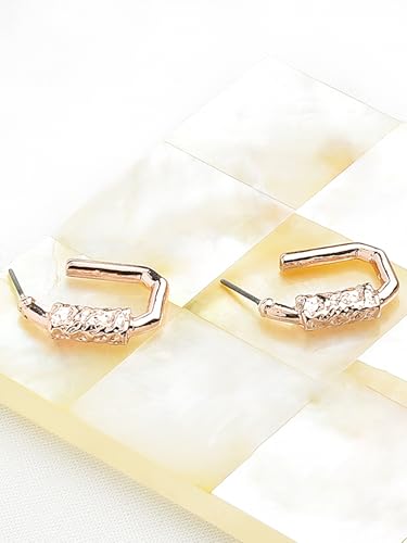 Image of Ami Rose Gold Classy Contemporary Semi Hoop Earring For Women-ZPFK19967