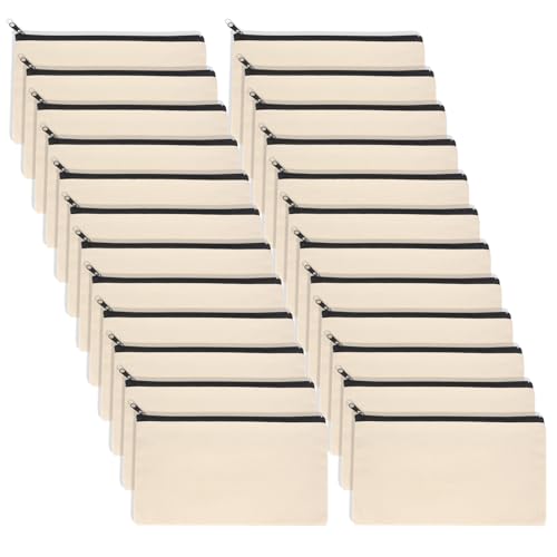 24 Piezas Bolsas de Maquillaje de Lona, Estuche de Lápices, Estuche Plumier con Cremallera, Organizador de Papelería de Bricolaje Bolsa de Maquillaje Cosmético para Niño, Niña, Estudiantes Pintura