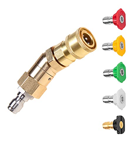 Lavnox高圧洗浄機ガンアダプター ケルヒャー アダプター 高圧洗浄ノズル 高圧洗浄ガンアダプタ 高圧洗浄機ノズル【5個】 【1/4インチ】カプラ高速接続ヘッド、ガタークリーナー付属品、黄銅制、360度回転可能 車の屋根、シャシー、タイヤ、家具、ドアや窓