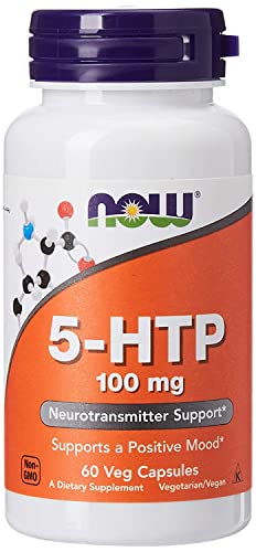 NOW Foods 5-HTP 100 mg Veg Capsules | 5-Hydroxytryptophan for Serotonin Production & Positive Mood & Relaxation & Restful Sleep & Neurotransmitter Support | 60 Veg Capsules