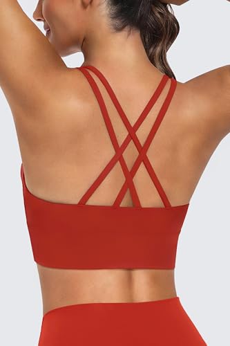 Image of MIRITY 3-Pack Strappy Sports Bras for Women - Criss Cross Back Padded Workout Yoga Top