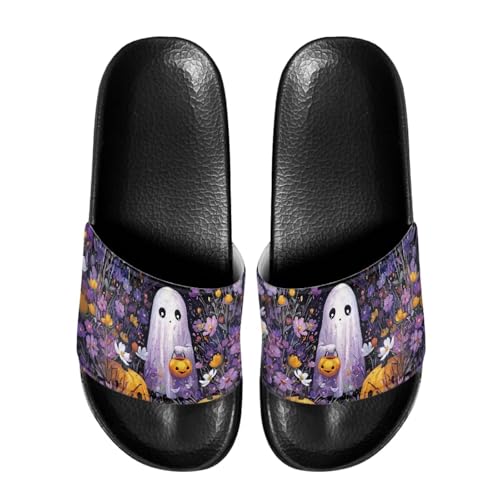 Image of Women's Halloween Slide Sandals Open Toe Ghost Sandals for Women Size 9 Non-Slip Womens Beach Pool Slides