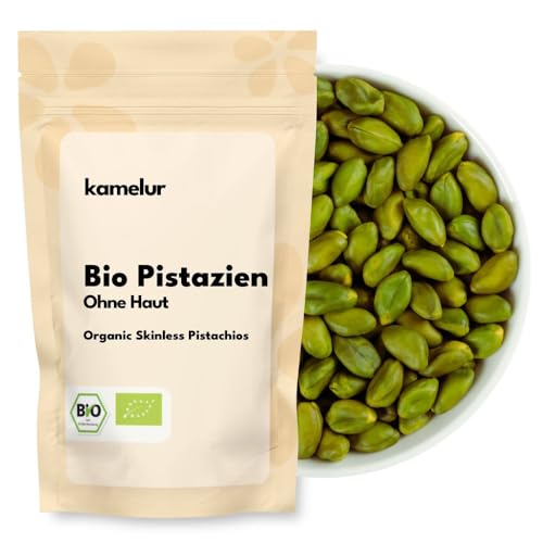 Kamelur 100g grüne BIO Pistazien ohne Schale und ohne Haut - naturbelassene Pistazienkerne, geschält und ungesalzen