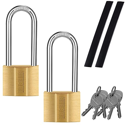 Image of US-81 /40L-2P Long Shackle Keyed Padlock (Keyed Alike, Waterproof, Solid Brass Lock) for Sheds, Storage Unit, School, Gym Locker, Fence, Toolbox, Hasp, Storage- 1-9 /16 in. (40 mm L) *2