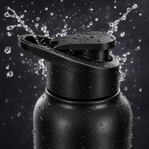 Image of Kin-Kart Water Bottles 1000 ml Stainless Steel Water Bottle 1 Litre | Eco friendly Steel BPA Free Leakproof Water Bottles for School, Office, Home, Gym (CLASSIC, BLACK)