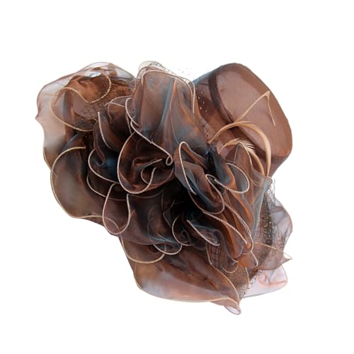 Ailan Sombrero Derby con Flores, Sombrero de Moda para Mujer, Ceremonias de Boda, Sombrero de Mujer de Lujo, Tocado para Ceremonia de Boda, Sombreros para Mujer, marrón