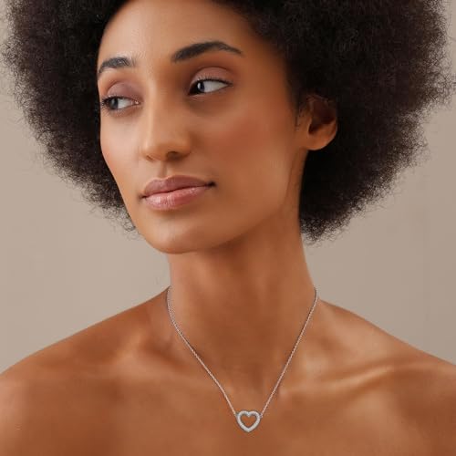 Image of LeCalla 925 Sterling Silver Heart Necklace for Women | 14K Gold & Rose-Gold Plated Love Heart Pendant Necklaces | Romantic, Inspirational Pendant Jewelry Gifts for Wife, Mom, Girlfriend