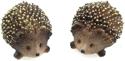 Fansoftiks 2Pcs Mini Hedgehog Resin Figurines,Lively Animal Statues for Fairy Gardens, Bonsai and...