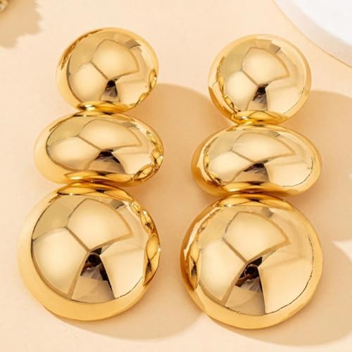 Chunky Gold Ball Earrings Large Trendy Statement Thick Dangle Oversized Modern Elegant Versatile Bold Ball Dainty Everyday Party Earring for Women4