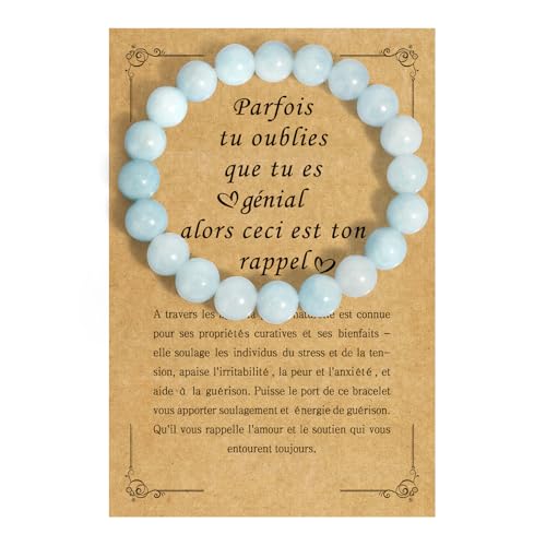 Idee Cadeau Femme Bracelet Pierre Naturelle 10mm Cadeau Paques Femme Anniversaire Cadeaux Couple Pour Copine Cadeaux Anniversaire Saint Valentin Noel Pour Fille Soeur...