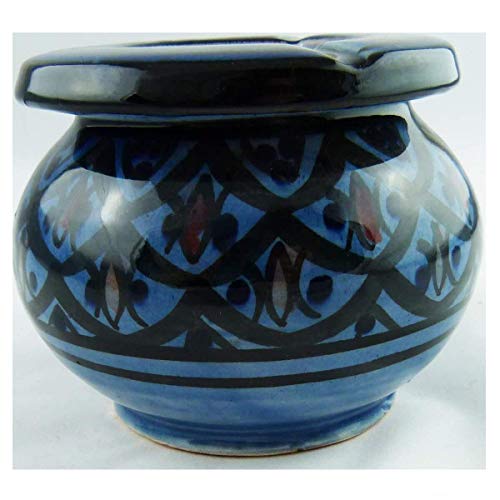 Marokkanischer Sturmaschenbecher Aschenbecher Keramik Windascher Ascher Orient Deko Color Blau – Bild 3