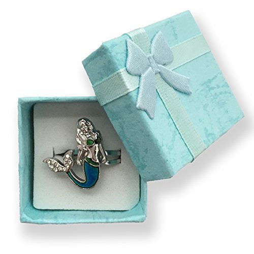 Ocea Creations Mermaid Mood Ring with Blue Gift Box Great Gift for Girls