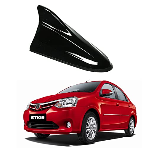 Image of Oshotto Car Shark Fin Roof Antenna Car Antenna Radio FM /AM Car Decorate Compatible with Toyota Etios - (Black)