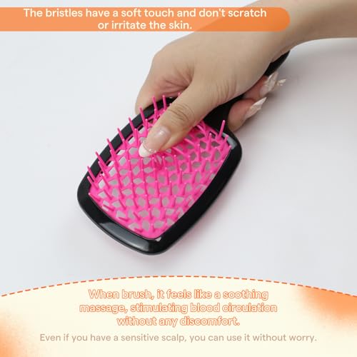 Image of Full Shine Hairbrush for Detangler, Untangle Knots and Keep Hair Smooth | Soft Silicone Gentle on Dry and Wet, Suitable for All Hair Types, Lightweight Design for Home and Travel Use