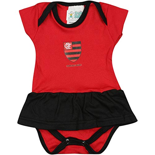 Kit Infantil Torcida Baby Flamengo Menina Curto Body + Faixa + Pantufa