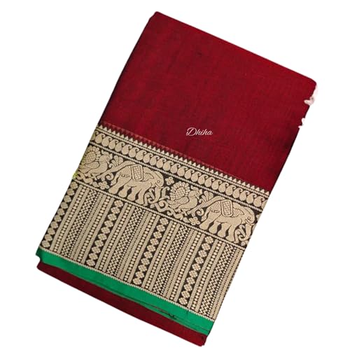 Image of Narayanpet Pure Cotton Avani Border Saree for Women with Running Blouse | Tassels | Traditional Woven Solid Design | Handloom Weave