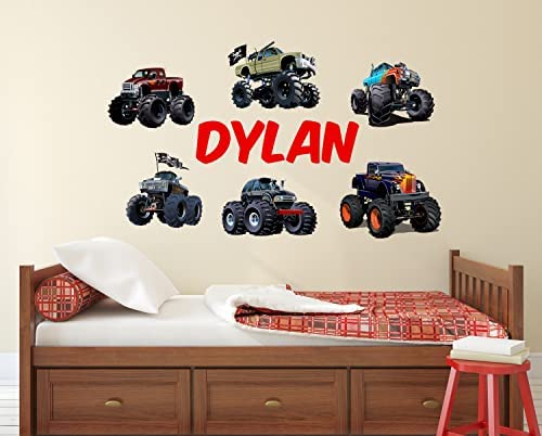 Vinilo decorativo Monster Trucks rojo 24x14 pulgadas