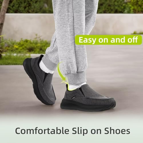 Men's Orthopedic Slip On Loafers with Arch Support: Comfortable Plantar Fasciitis Orthotic Shoes for Plantar Fasciitis, Canvas Thick Sole Walking Shoes for Foot and Heel Pain Relief2