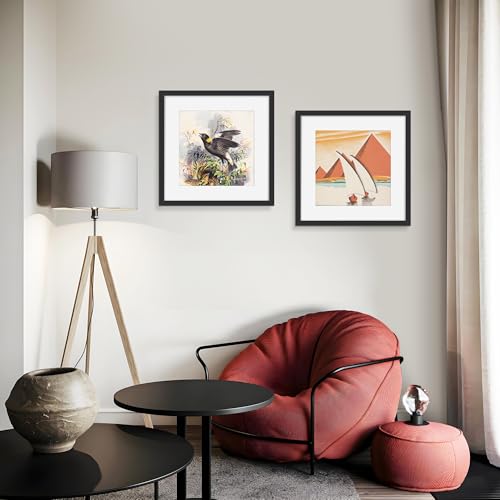 Picrit 16x16 Picture Frame 3 Pack, Black Poster Frame, Display Poster 12 x 12 with Mat or 16 x 16 without Mat for Horizontal or Vertical Wall Mounting