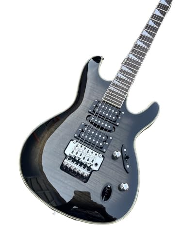 カスタム ブラック エレキギター マホガニー ボディ フレームド メイプル トップ ローズウッド指板