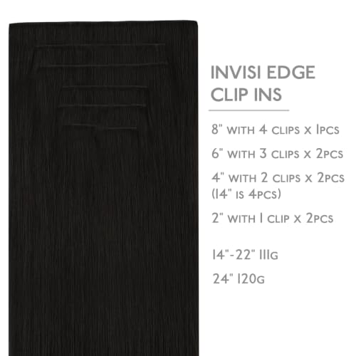 Image of WENNALIFE Invisible Edge Seamless Clip in Hair Extensions Real Human Hair