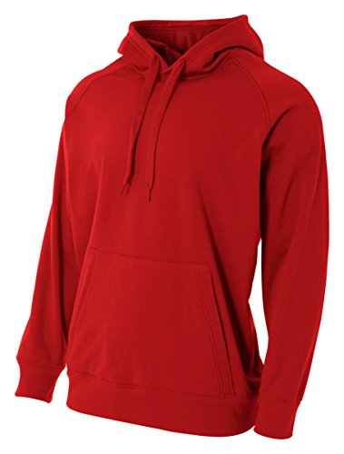 A4 Big Boys' Solid Tech Fleece Hoodie, Medium, Scarlet Red