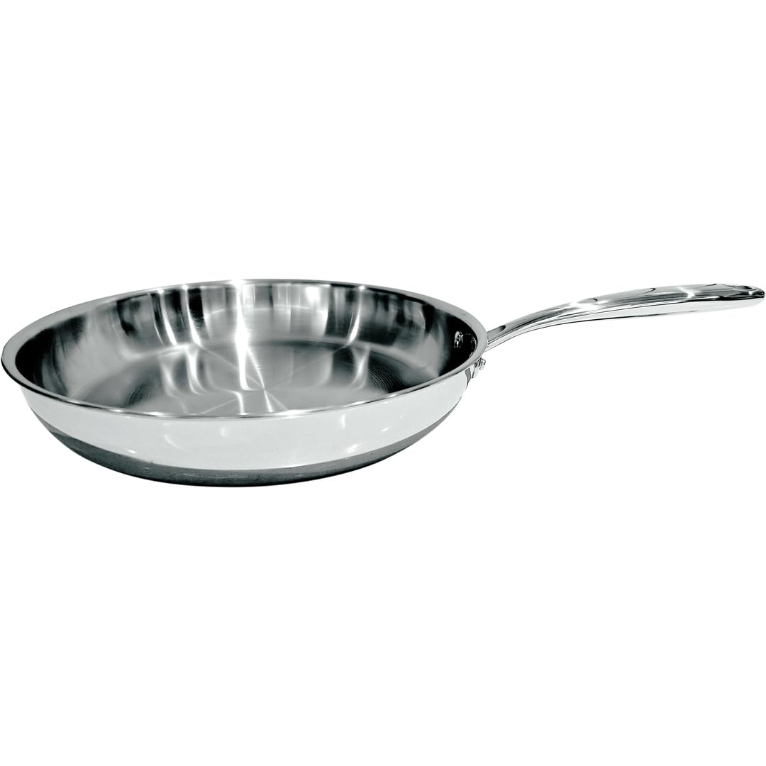 Nerthus FIH 1578 padella acciaio inox 3 strati base full induction senza antiaderente compatibile con tutti i piani cottura professionale e durevole