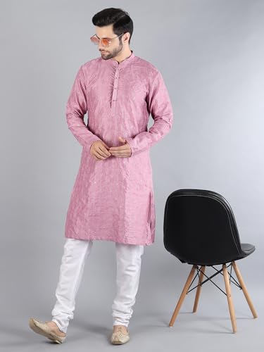 Image of Uri and MacKenzie Embroidery Silk Men's Kurta Pyjama Set