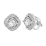 Yoursfs CZ Crystal Invisible Clip On Earrings For Women Cubic Zirconia Silver Wedding Clip Earrings