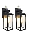 LITFIT 2-Pack Dusk to Dawn Outdoor Light Fixtures, Hardwired Outdoor Sconces Wall Mount with Photocell Sensor, 13.5'' Outside Lights for House, Garage, Porch, Matte Black, Bulbs Not Included