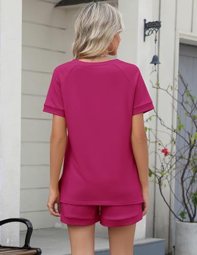 Image of LOMON Womens Two Piece Sets Summer Lounge Sets Sweatsuit Shorts Set Casual Matching Sets