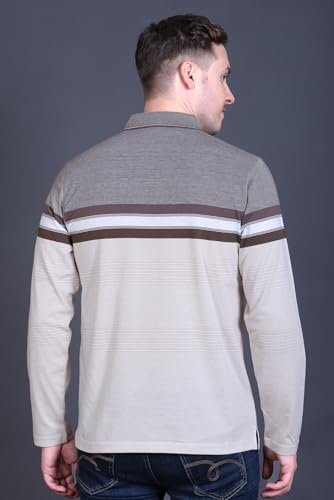 Image of Full Sleeve Polo T Shirt for Men Cotton with Pocket and Collar - Regular Fit Tshirt