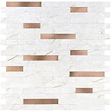 HomeyMosaic Peel and Stick Backsplash Tile Subway Marble Stone Aluminum PVC Wall Tiles Stick on...