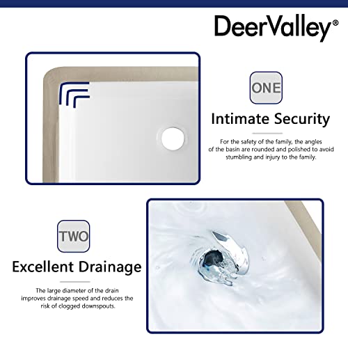 Deer Valley DV-1U201 Deervalley Rectangular Undermount Bathroom Sink,19.72 Inchx15.59 Inchx6.54 Inch Modern Vessel Sink White Undermount Bathroom Sink Rectrangle Porcelain Ceramic Lavatory Vanity Vessel Sink thumb #4