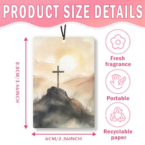 Image of Easter Christian Car Air Freshener 4Pcs, Religious Bible Verse Scripture Air Freshener for Car Interior Closet Drawer Books, Jesus Easter Christian Car Mirror Decor Hanging