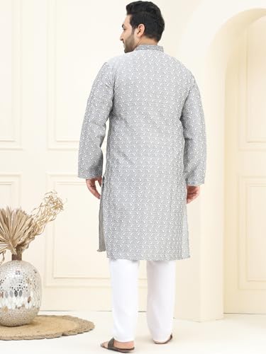 Sojanya PLUS (Since 1958), Men's Silk Blend Kurta and Off White Pyjama Set4