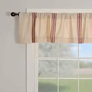 Piper Classics Market Place Red Grain Sack Stripe Valance, 16