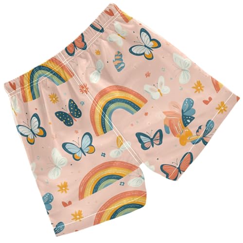Pigsaly Boys Swim Trunks Rainbows Butterflies Flower Pink Boys Board Shorts Swimsuit Swimwear Summer Bathing Suit 4T2