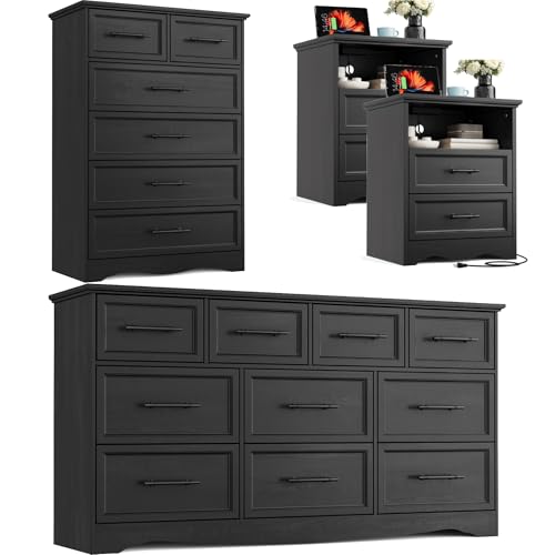 Harpaq Bedroom Set, 4 Pieces Bedroom Furniture Set, 59" W