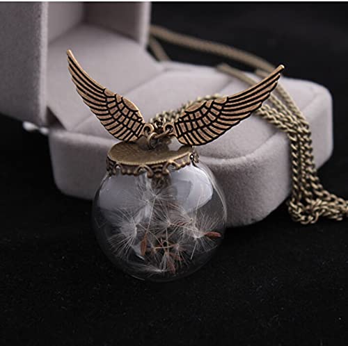 CNZXCO Löwenzahn Wunsch Anhänger Halskette 2 stücke Löwenzahn Getrocknete Blume Pullover Kette Ewiger Blume Anhänger Schmuck Damen Halskette (Color : Bronze) Cover