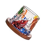 VALICLUD Delikater Cocktail glas mit Kreativem Muster Handbemalter Bunter Rotationsbecher mit Untersetzer Stilvoller Whiskey tumbler aus Hochwertigem Glas für Wein Bier Spirituosen Robust