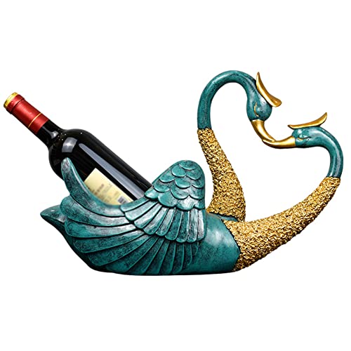 Soporte para botellas de vino cisne de resina decorativo