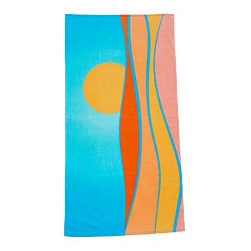 Sun Sprouts 100% Cotton Beach Towel Horizontal Sun Pattern For Kids & Toddler. Bath, Pool, Camping, Travel Towel For Boys & Girls. 30” X 60” Quick-Dry & Super Absorbent Beach Blanket #TOP17