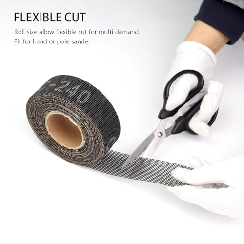 Image of SCOTTCHEN Sanding Rolls /Plumbing Sanding Cloth 1-1 /2 inch x 11yd (33 ft) / Plumber's Double Side Open Mesh /Silicon Carbide Grit #240-1Roll