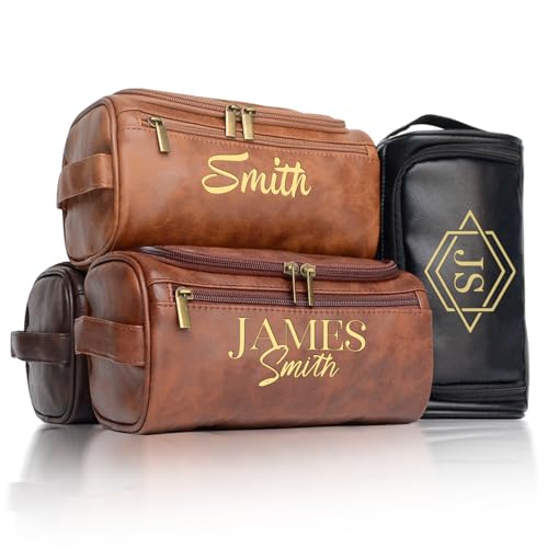 Xpanrous Personalized Toiletry Bag for Men, Engraved Name Initials Toiletry Bag, Customized Monogram...