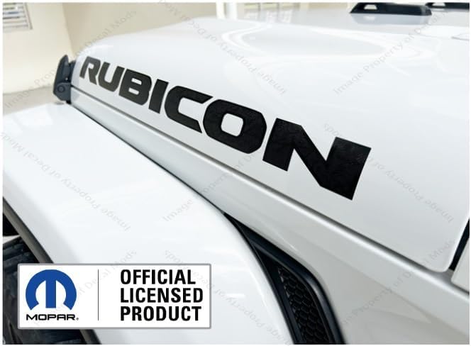 Rubicon Hood Graphic Vinyl Decal fits Jeep Rubicon JL/JT (2018-2026) Matte Black topo Lines with Black Outline (Set of 2) - CB | UV1A1