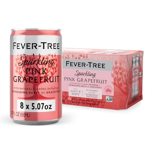 Image of Fever-Tree Sparkling Pink Grapefruit - Premium Soda Mixer for Cocktails and Mocktails, 5.1 fl oz Cans, Pack of 8 - Naturally Sourced, Non-GMO