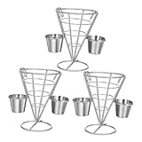 DECORNIJIA 3 Piezas Soporte para Papas Fritas Diseño para Exhibición de Snacks y Pollo Frito Cocina y Restaurante Color Negro
